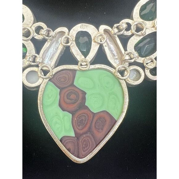 art multi gemstone crysophrase biwa pearl quartz sterling silver necklace 19.5" - Picture 10 of 13